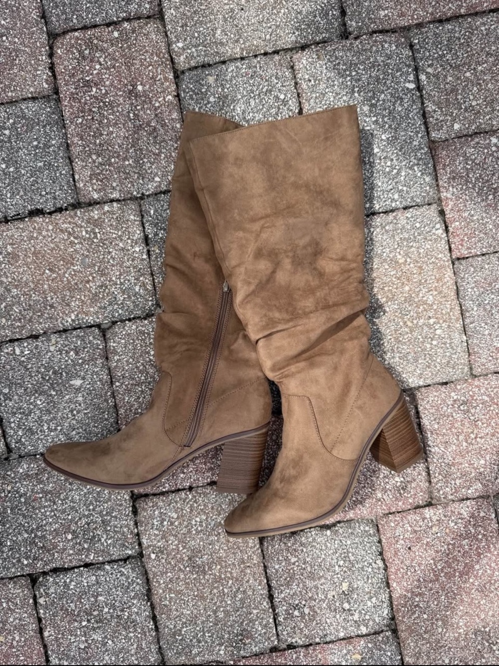 Universal Thread Brown Suede Mid-Calf Block Heel Boots
